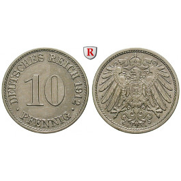 Deutsches Kaiserreich, 10 Pfennig 1912, A, vz+, J. 13