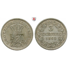 Bayern, Königreich, Ludwig II., 3 Kreuzer 1865, vz-st