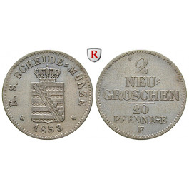Sachsen, Königreich Sachsen, Friedrich August II., 2 Neugroschen 1853, ss+
