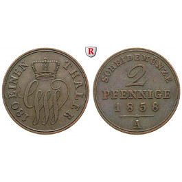 Schaumburg, Schaumburg-Lippe, Georg Wilhelm, 2 Pfennig 1858, ss-vz