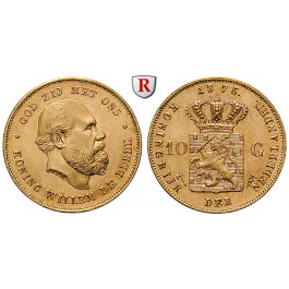 Niederlande, Königreich, Willem III., 10 Gulden 1875, 6,06 g fein, vz/vz-st