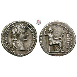 Römische Kaiserzeit, Tiberius, Denar 14-37, f.vz