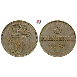 Mecklenburg, Mecklenburg-Schwerin, Friedrich Franz II., 3 Pfennig 1858, ss-vz