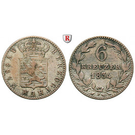 Nassau, Herzogtum Nassau, Wilhelm, 6 Kreuzer 1834, ss