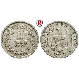 Weimarer Republik, 1 Reichsmark 1927, J, ss-vz, J. 319