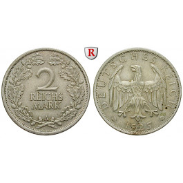 Weimarer Republik, 2 Reichsmark 1925, Kursmünze, A, f.vz, J. 320