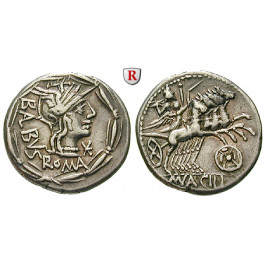 Römische Republik, Mn. Acilius Balbus, Denar 125 v.Chr., ss+