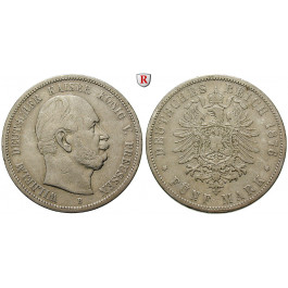 Deutsches Kaiserreich, Preussen, Wilhelm I., 5 Mark 1876, B, ss, J. 97