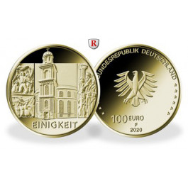 Bundesrepublik Deutschland, 100 Euro 2020, Einigkeit (ABBILDUNG MÜNZTYP), nach unserer Wahl, D-J, 15,55 g fein, st