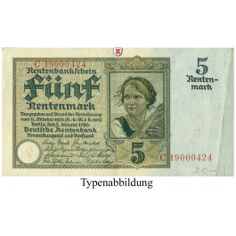 Deutsche Rentenbank 1923-1937, 5 Rentenmark 02.01.1926, II-, Rb. 164b