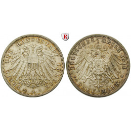 Deutsches Kaiserreich, Lübeck, 3 Mark 1914, A, ss-vz/vz, J. 82