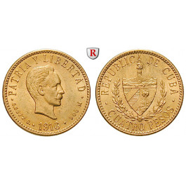 Kuba, 4 Pesos 1916, 6,01 g fein, f.vz