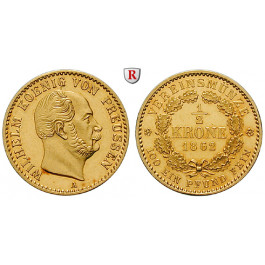 Brandenburg-Preussen, Königreich Preussen, Wilhelm I., 1/2 Vereinskrone 1862, 5,0 g fein, vz