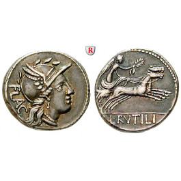 Römische Republik, L. Rutilius Flaccus, Denar 77 v.Chr., ss-vz