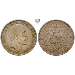 Deutsches Kaiserreich, Schwarzburg-Sondershausen, Karl Günther, 3 Mark 1909, auf den Tod, A, vz, J. 170