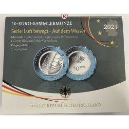 Bundesrepublik Deutschland, 10 Euro 2021, auf dem Wasser, Satz A - J, PP
