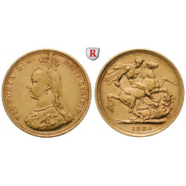 Australien, Victoria, Sovereign 1887-1893, 7,32 g fein, ss