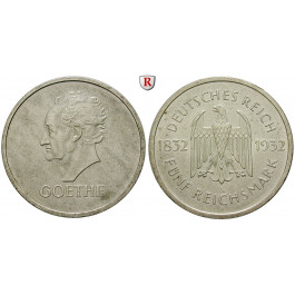 Weimarer Republik, 5 Reichsmark 1932, Goethe, A, ss-vz, J. 351