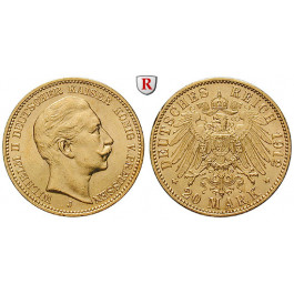 Deutsches Kaiserreich, Preussen, Wilhelm II., 20 Mark 1912, J, f.vz, J. 252