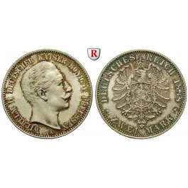 Deutsches Kaiserreich, Preussen, Wilhelm II., 2 Mark 1888, A, vz/st, J. 100