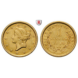 USA, Dollar 1849, 1,5 g fein, vz