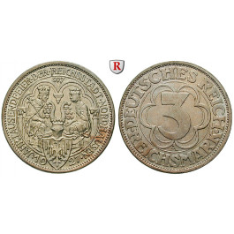 Weimarer Republik, 3 Reichsmark 1927, Nordhausen, A, vz-st/vz, J. 327