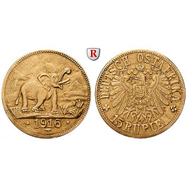Nebengebiete, Deutsch-Ostafrika, 15 Rupien 1916, Tabora, f.vz, J. 728b