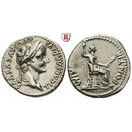 Römische Kaiserzeit, Tiberius, Denar 14-37, f.vz/ss-vz