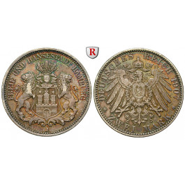 Deutsches Kaiserreich, Hamburg, 2 Mark 1907, J, ss-vz, J. 63