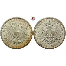 Deutsches Kaiserreich, Lübeck, 3 Mark 1914, A, f.vz, J. 82