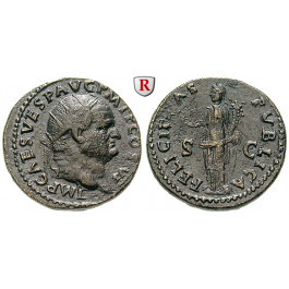 Römische Kaiserzeit, Vespasianus, Dupondius 75, ss-vz