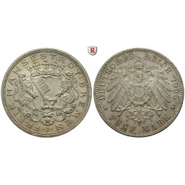 Deutsches Kaiserreich, Bremen, 5 Mark 1906, J, f.st, J. 60