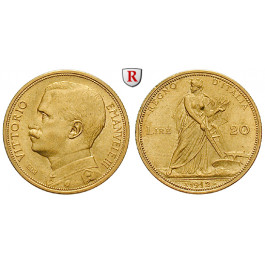 Italien, Königreich, Vittorio Emanuele III., 20 Lire 1912, 5,81 g fein, vz-st