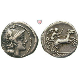 Römische Republik, Anonym, Denar 157-156 v.Chr., ss+