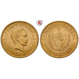 Kuba, 10 Pesos 1916, 15,04 g fein, f.vz/vz-st