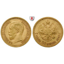 Russland, Nikolaus II., 7 1/2 Rubel 1897, 5,81 g fein, ss-vz