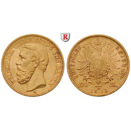 Deutsches Kaiserreich, Baden, Friedrich I., 20 Mark 1873, G, f.vz, J. 184