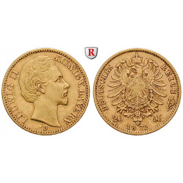 Deutsches Kaiserreich, Bayern, Ludwig II., 20 Mark 1872, D, ss+, J. 194