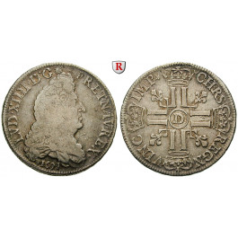 Frankreich, Louis XIV., 1/2 Ecu aux huit L 1691, ss