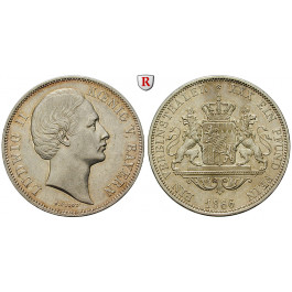 Bayern, Königreich, Ludwig II., Vereinstaler 1866, ss-vz/vz