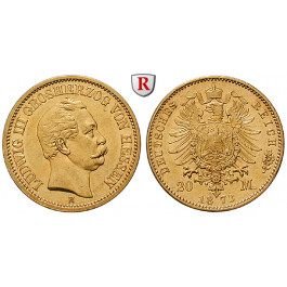 Deutsches Kaiserreich, Hessen, Ludwig III., 20 Mark 1873, H, ss+, J. 214