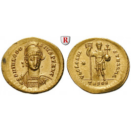 Römische Kaiserzeit, Theodosius II., Solidus 424-425, vz