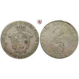 Mecklenburg, Mecklenburg-Schwerin, Friedrich Franz I., 2/3 Taler 1801, ss+