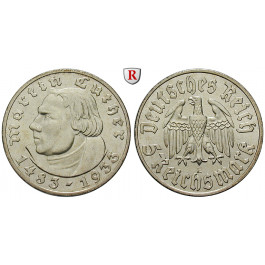 Drittes Reich, 5 Reichsmark 1933, Luther, E, ss+/vz, J. 353