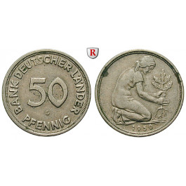Bundesrepublik Deutschland, 50 Pfennig 1950, Bank Deutscher Länder, G, ss+, J. 379