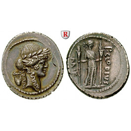 Römische Republik, P. Clodius, Denar 42 v.Chr., vz