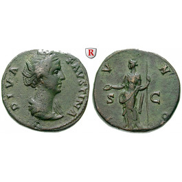 Römische Kaiserzeit, Faustina I., Frau des Antoninus Pius, Sesterz nach 141, ss+