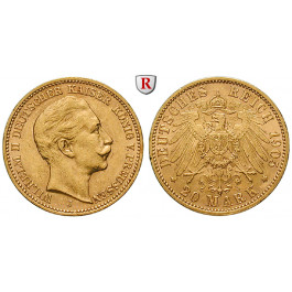 Deutsches Kaiserreich, Preussen, Wilhelm II., 20 Mark 1905, J, ss/vz, J. 252