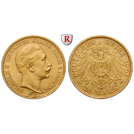 Deutsches Kaiserreich, Preussen, Wilhelm II., 20 Mark 1905, J, ss-vz/vz, J. 252