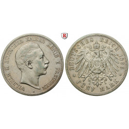 Deutsches Kaiserreich, Preussen, Wilhelm II., 5 Mark 1896, A, ss, J. 104